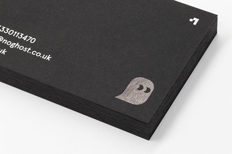 no ghost hot foil black gloss business cards detail 750