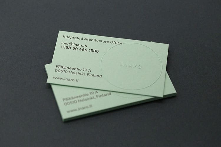 inaro letterpress embossed business cards stack_750