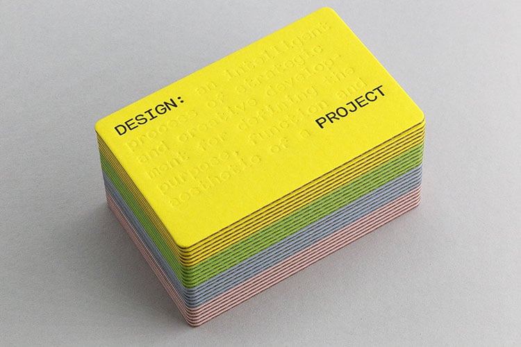 design project letterpress business cards gmund volume deboss die cut cards stack 750