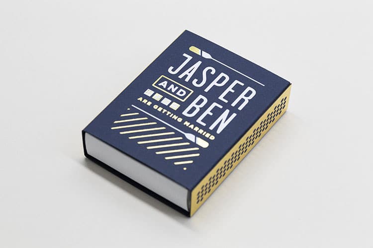 jasper and ben hot foil matchbox save the dates front_750